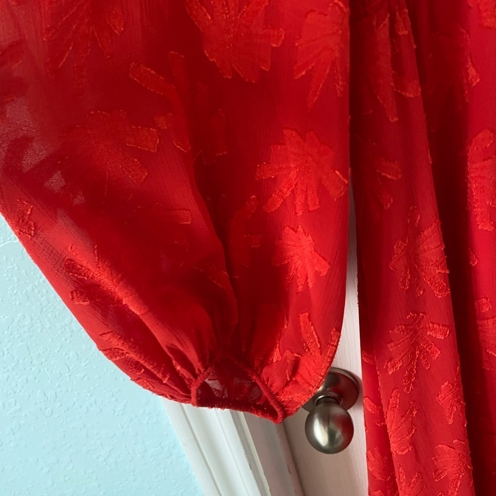 Red Long Sleeve Ruffle Dress size-Large - Picture 7 of 9